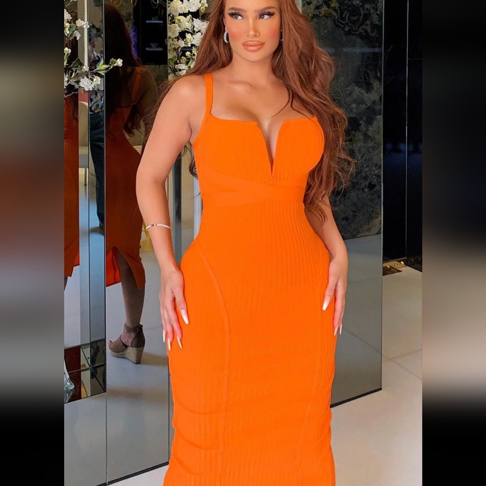 orange bodycon dress
